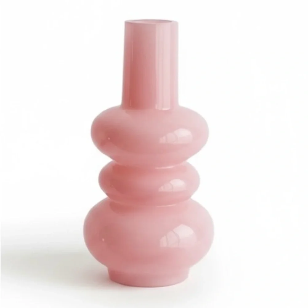 Anthropologie Pink Bubble Glass Vase Sculptural Modern Decor NWOT